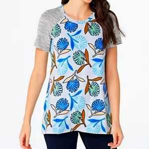 NWOT LOGO Floral Printed Rayon 230 with Contrast Stripe NWOT